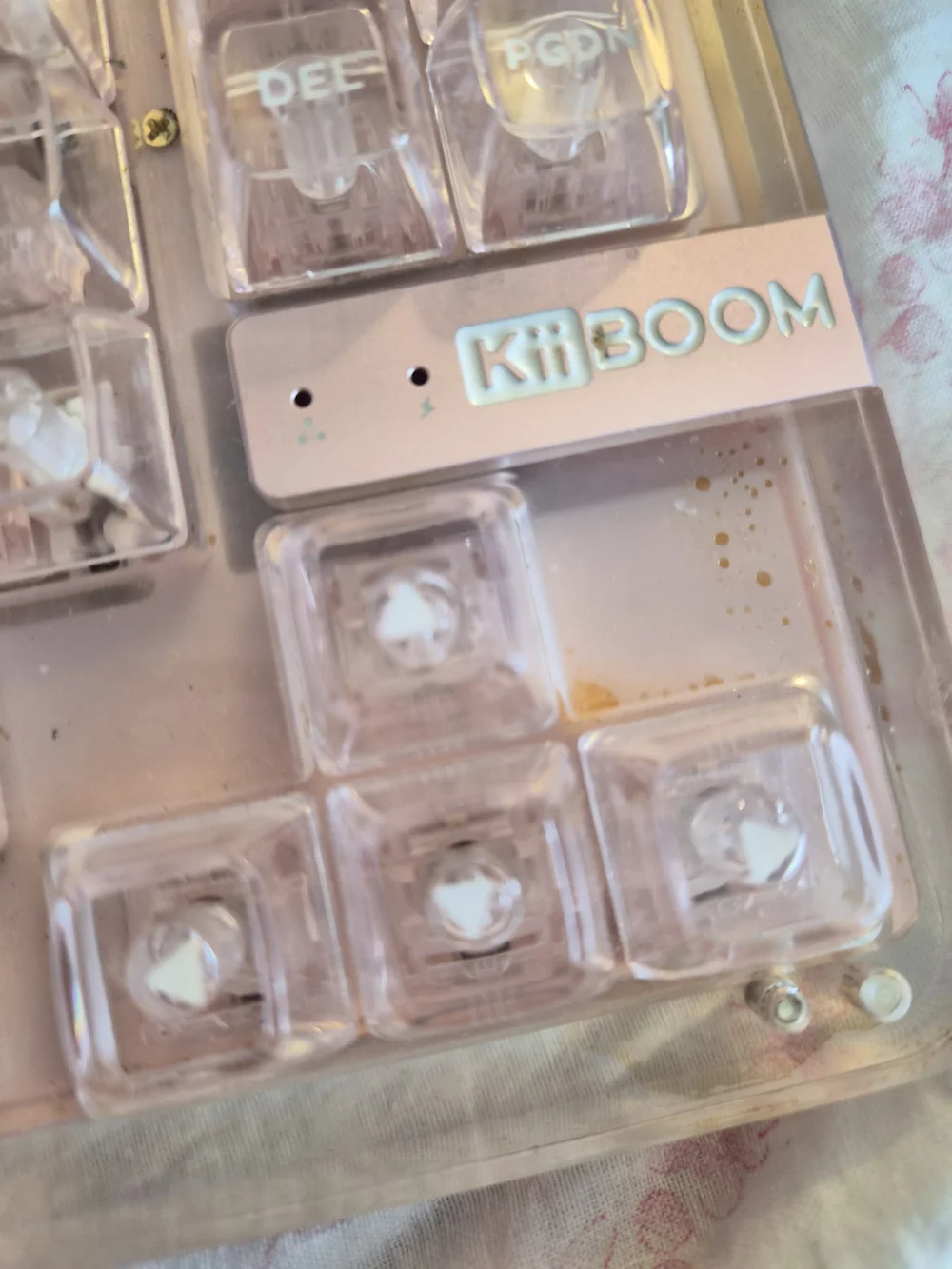 KII BOOMPink Transparent Mechanical Keyboard - Compact USB Wired